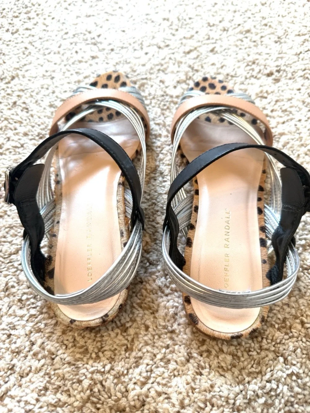 Loeffler Randall Leopard Calf Hair Multi-Strap Sandals